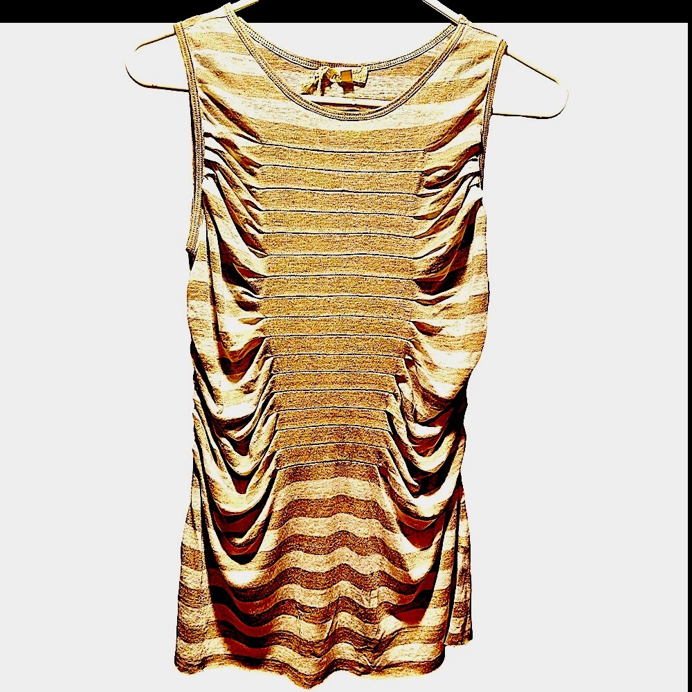 NWT MYSTEREE Striped Tank with unique design-SZ Small, PolyRayon-COOL DESIGN!